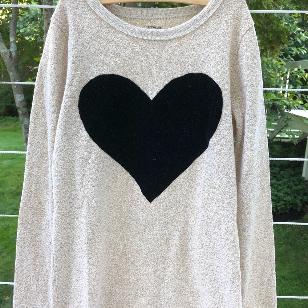 Crewcuts sparkling gold and black heart sweater